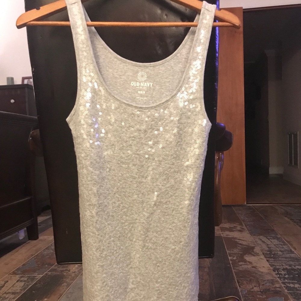 Grey sequin tank